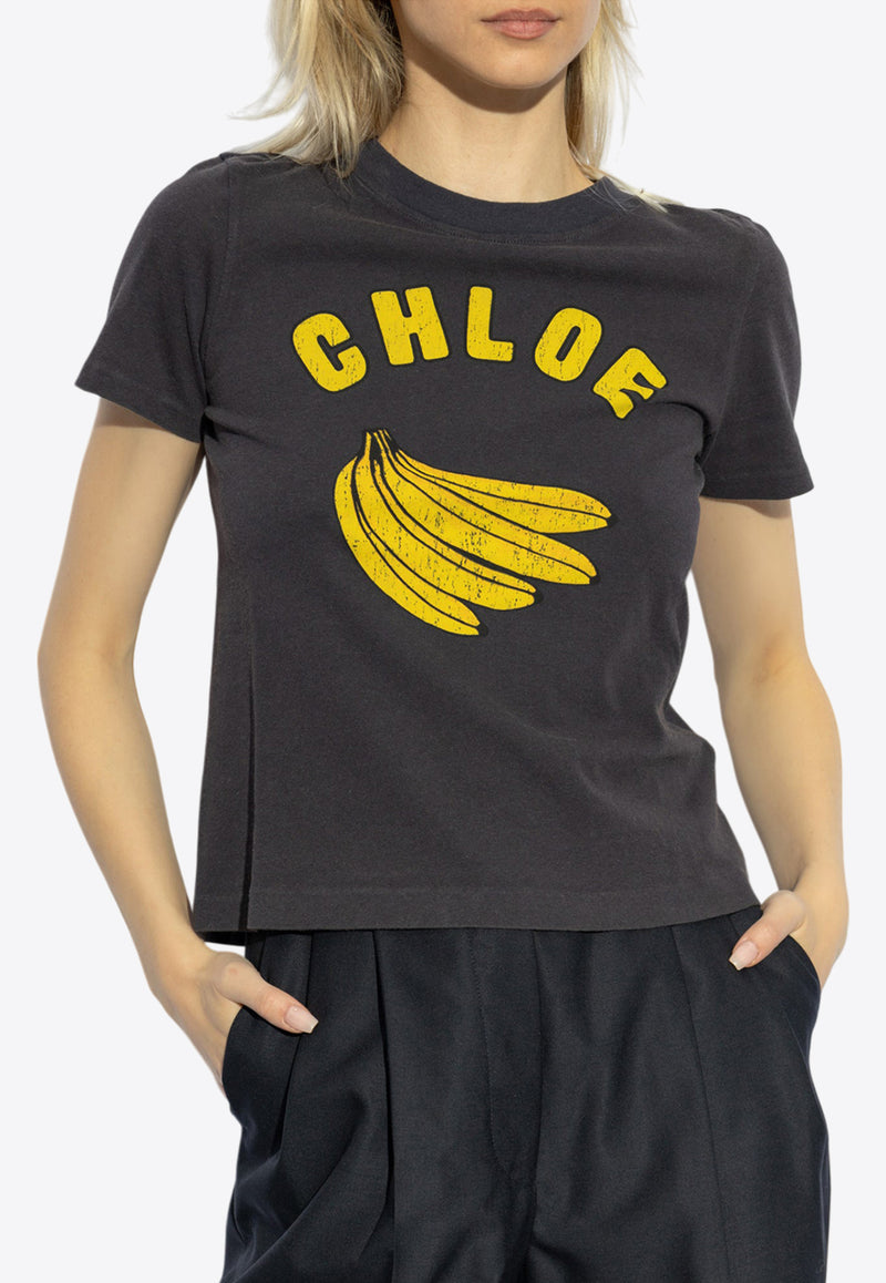 Chloé Banana Print T-shirt Gray CH25SJH08 187-405