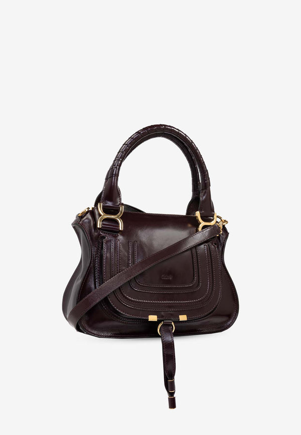 Chloé Small Marcie Leather Top Handle Bag Bordeaux CHC24AS628 N57-607