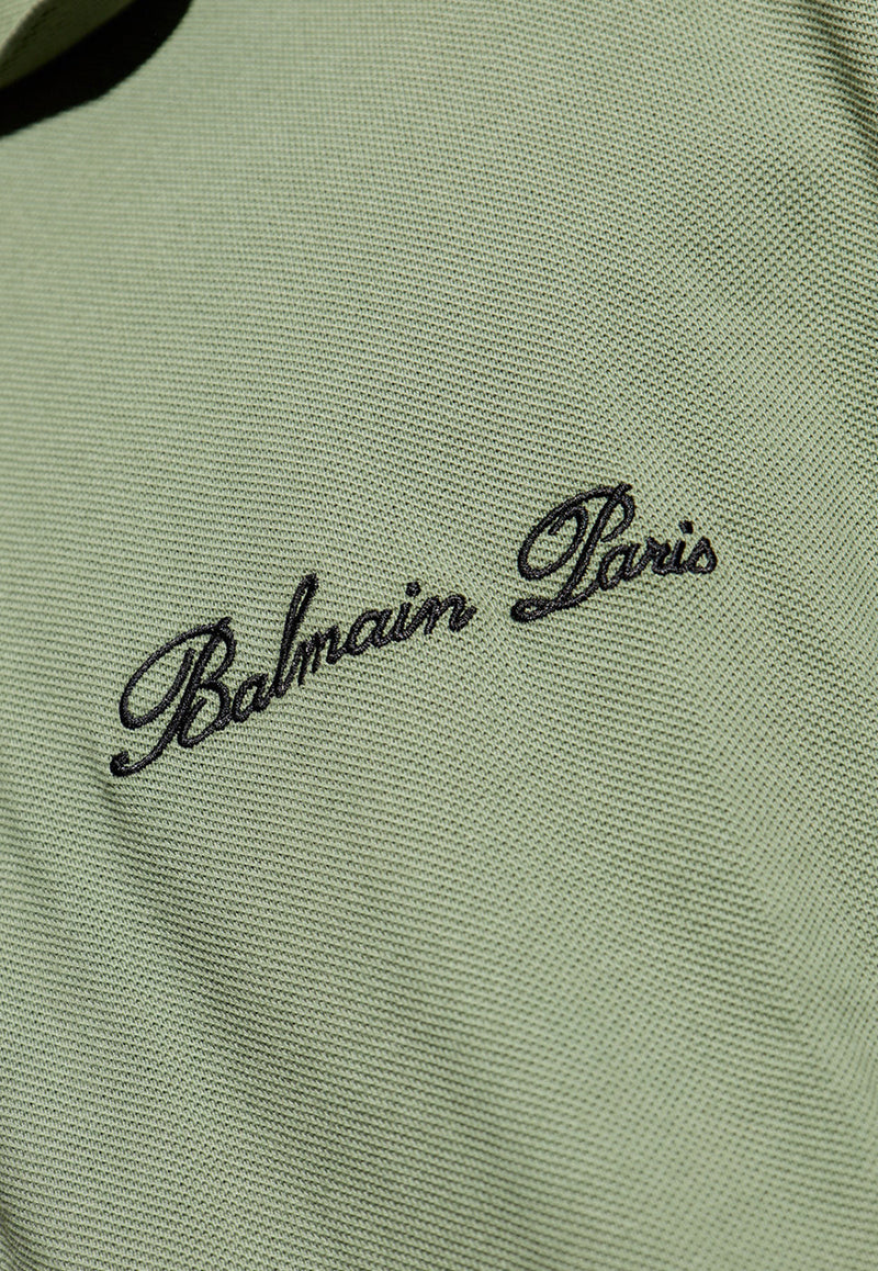 Balmain Logo Embroidered Polo T-shirt Green DH1GC028 BC78-UMD