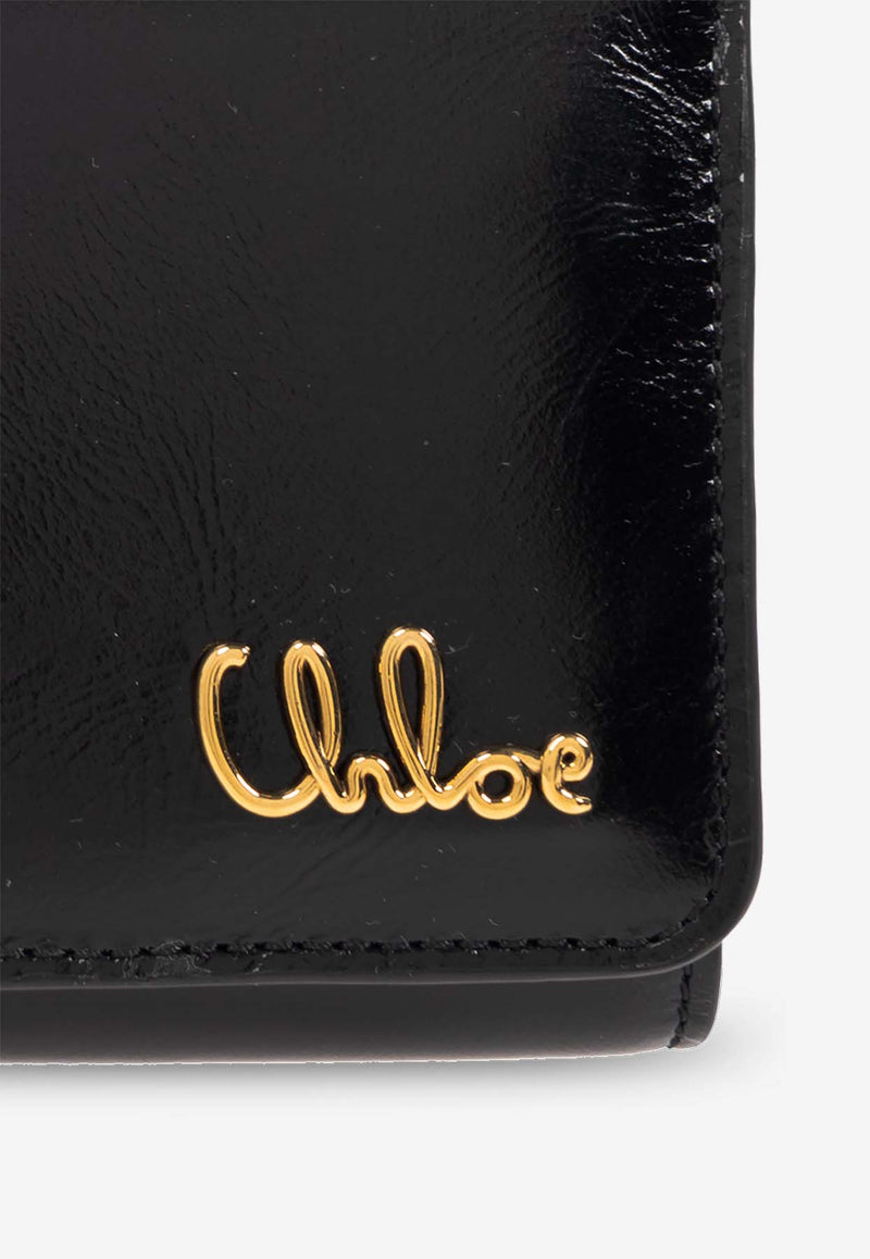 Chloé Iconic Logo Tri-Fold Leather Wallet Black CH25SP483 O16-001