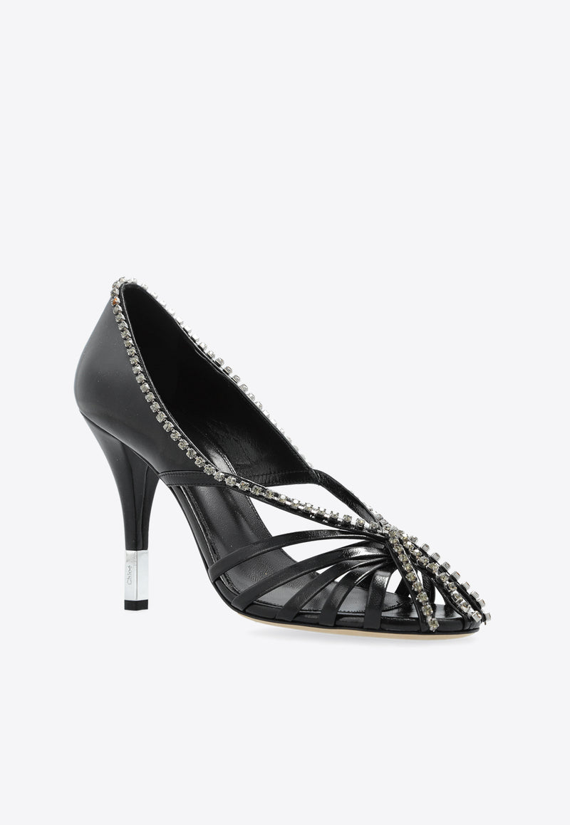 Chloé Leonie 95 Leather Pumps Black CHC25S07L PP-0ZZ