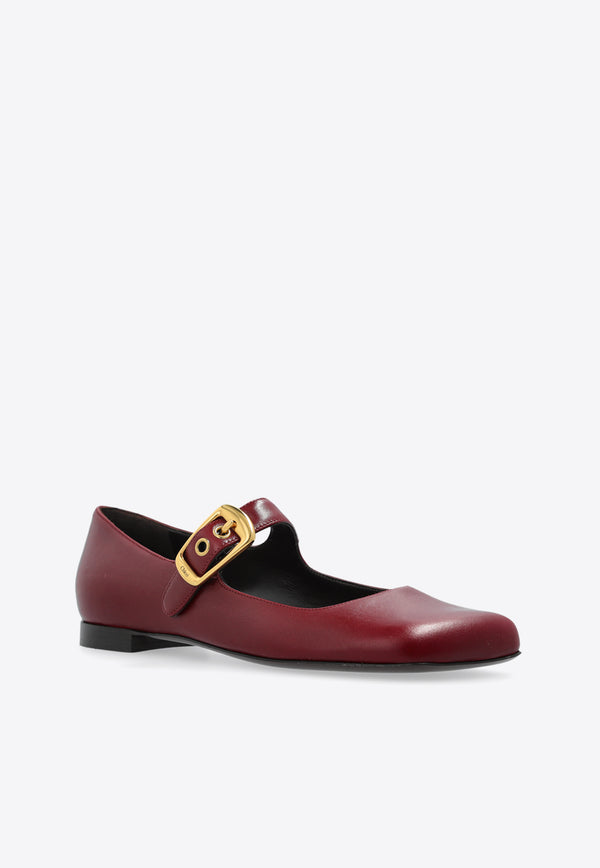 Chloé Polly Mary-Jane Ballet Flats Bordeaux CHC25S07B QK-610