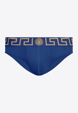 Versace Greca Border Low-Rise Briefs AU10027 1A10011-A85K