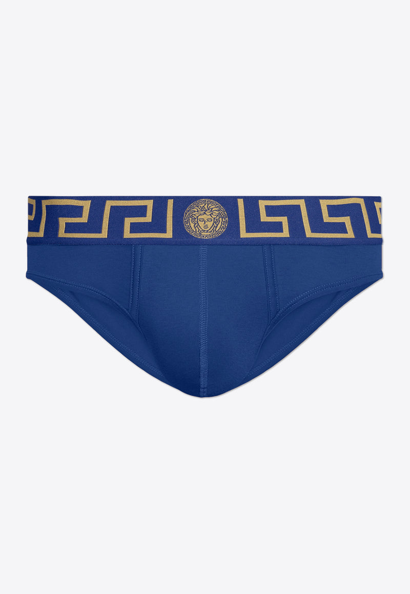 Versace Greca Border Low-Rise Briefs AU10027 1A10011-A85K