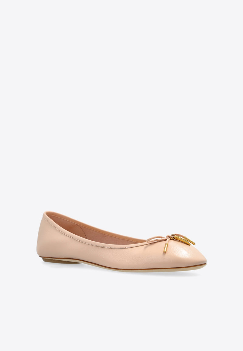 Chloé Iris Leather Ballet Flats Pink CHC25S08H QN-26Y