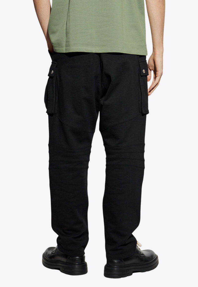 Balmain Ribbed-Panel Track Pants Black EH1OB335 BC91-0PA