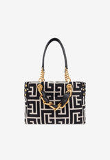 Balmain Small 1945 Soft Jacquard Tote Bag Black EN1FD871 TJXN-GFE