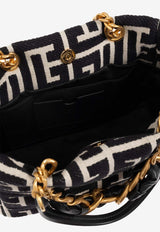 Balmain Small 1945 Soft Jacquard Tote Bag Black EN1FD871 TJXN-GFE