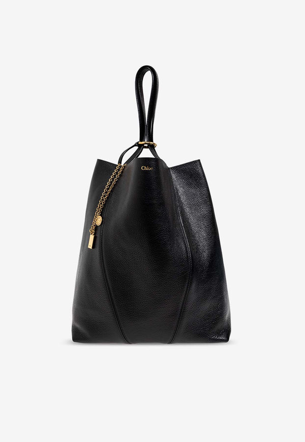 Chloé Spin Grained Leather Tote Bag Black CHC25SS811 N84-001