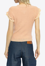 Chloé Cap-Sleeved Wool Knit Top Pink CH25SMP03 630-81O