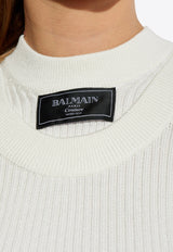 Balmain Knitted Long-Sleeved Mini Dress EF1R8291 KI10-0FA