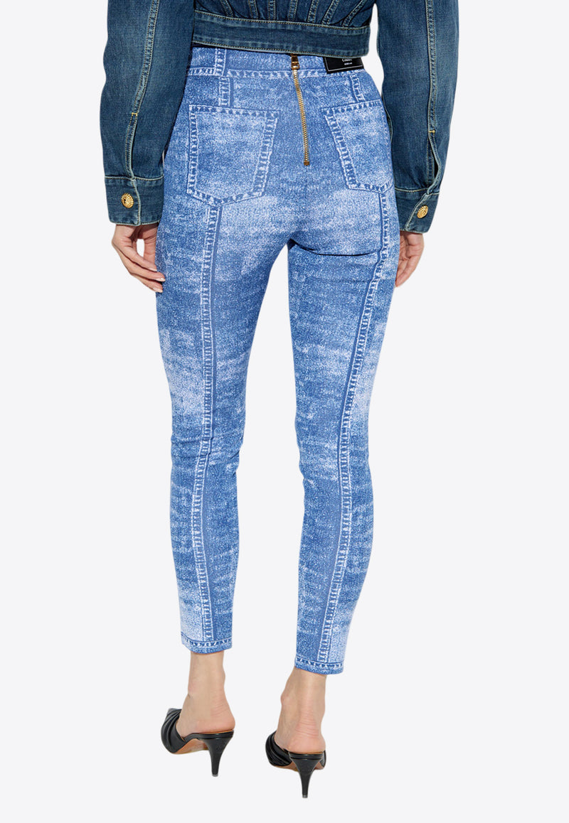 Balmain Denim-Jacquard Leggings EF1PD185 KH80-6FF