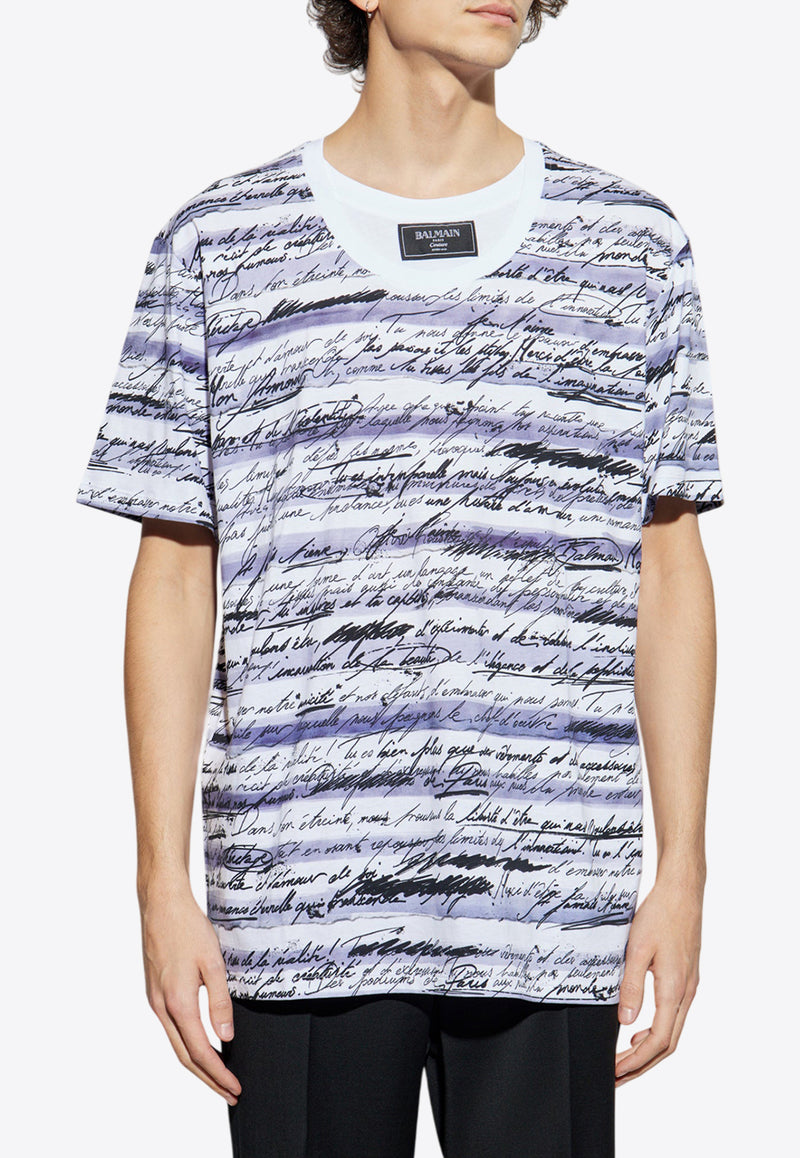 Balmain Printed Short-Sleeved T-shirt EH1EG028 GE34-GWD