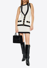 Balmain Knitted Sleeveless Mini Dress EF1R5086 KH88-GAU