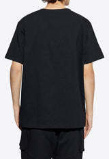 Balmain Flocked-Logo Crewneck T-shirt EH1EG010 BC86-EAP