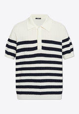 Balmain Striped Knitted Polo T-shirt EH1GB066 KI01-GCR