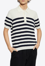 Balmain Striped Knitted Polo T-shirt EH1GB066 KI01-GCR