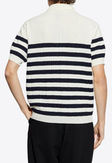 Balmain Striped Knitted Polo T-shirt EH1GB066 KI01-GCR