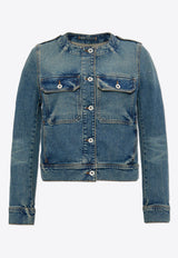 Kenzo Collarless Denim Jacket  FF52DV250 6S7-DS