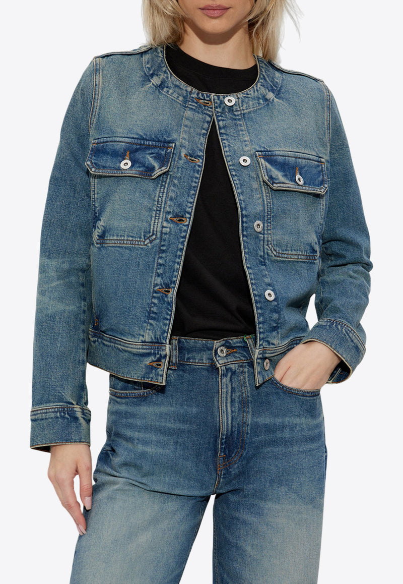 Kenzo Collarless Denim Jacket  FF52DV250 6S7-DS