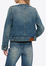 Kenzo Collarless Denim Jacket  FF52DV250 6S7-DS