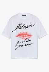 Balmain Kiss-Print Crewneck T-shirt EF1EG110 GE45-GQV