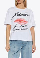 Balmain Kiss-Print Crewneck T-shirt EF1EG110 GE45-GQV