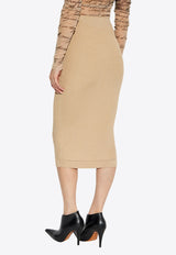 Balmain Ribbed Knee-Length Pencil Skirt EF1LD022 KI10-0DC