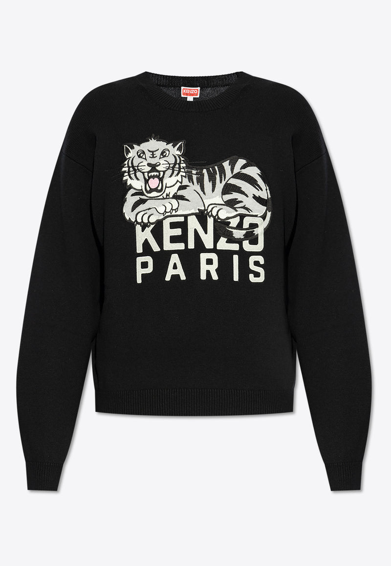 Kenzo Logo-Printed Crewneck Sweater FF55PU727 3LD-99J