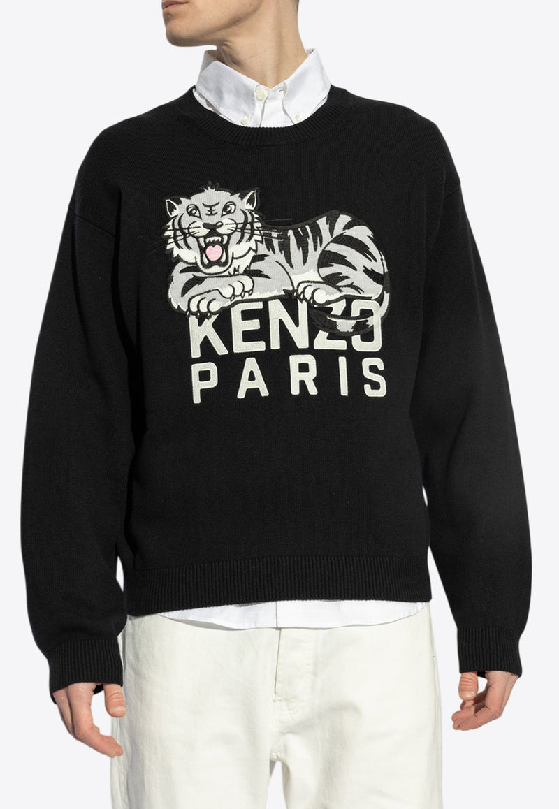 Kenzo Logo-Printed Crewneck Sweater FF55PU727 3LD-99J