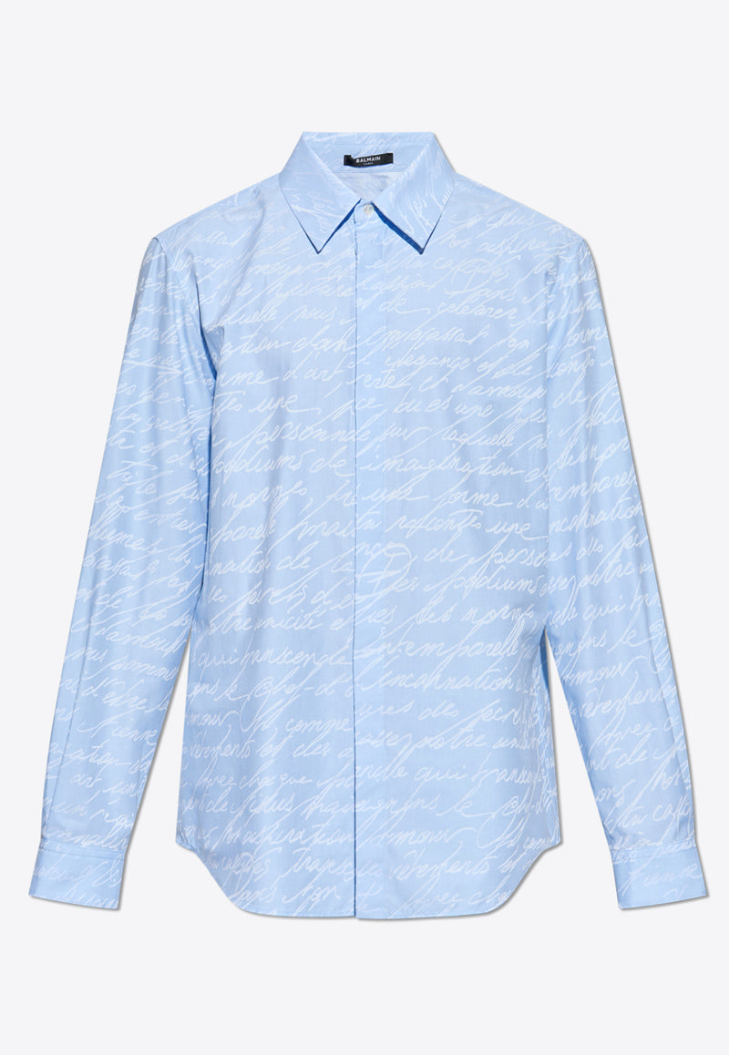 Balmain Love Letter Long-Sleeved Shirt EH1HS405 CF82-SHN