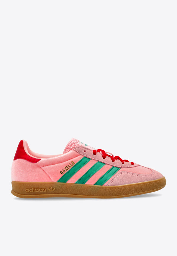 Adidas Originals Gazelle Indoor Velvet Low-Top Sneakers JI2713 0-COUGRN GLOPNK GUM3