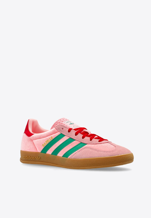 Adidas Originals Gazelle Indoor Velvet Low-Top Sneakers JI2713 0-COUGRN GLOPNK GUM3