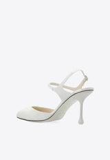 Jimmy Choo Pixie 80 Satin Pumps White PIXIE 80 TCU-IVORY CRYSTAL