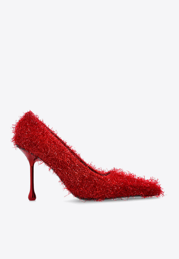 Jimmy Choo Ixia 95 Tinsel Pumps Red IXIA 95 TZS-RUBY RED