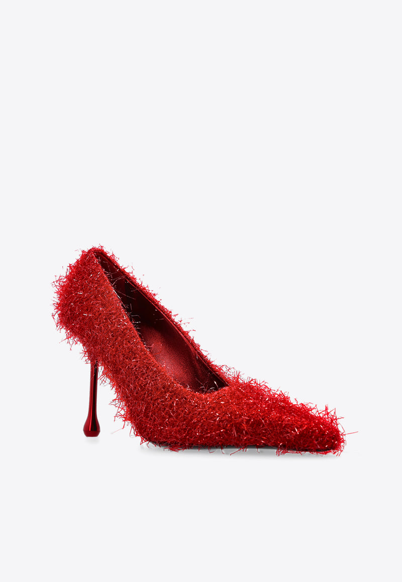 Jimmy Choo Ixia 95 Tinsel Pumps Red IXIA 95 TZS-RUBY RED