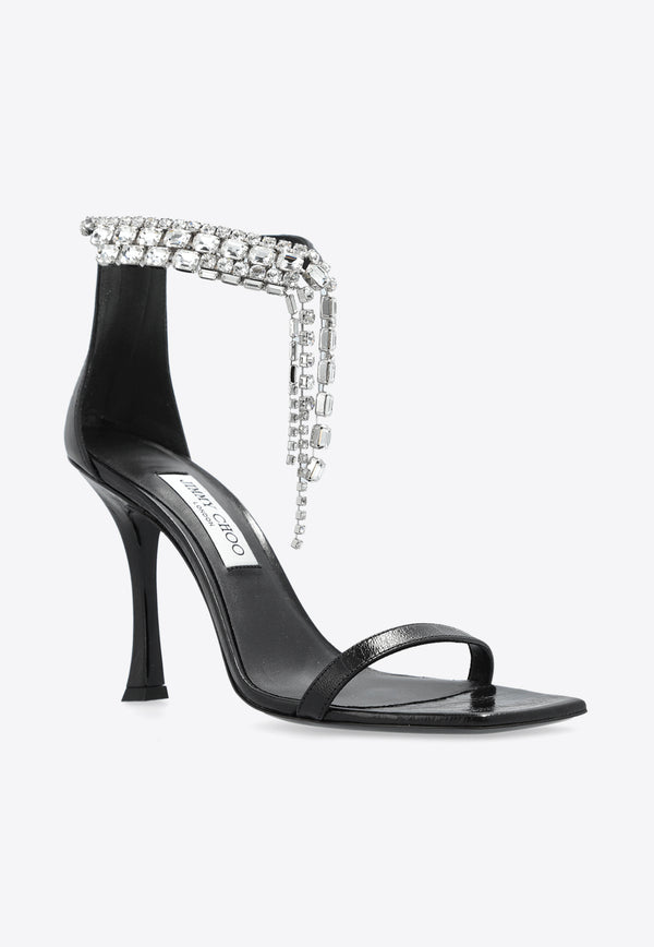 Jimmy Choo Verity 100 Crystal Embellished Sandals Black VERITY SANDAL 100 BYK-BLACK