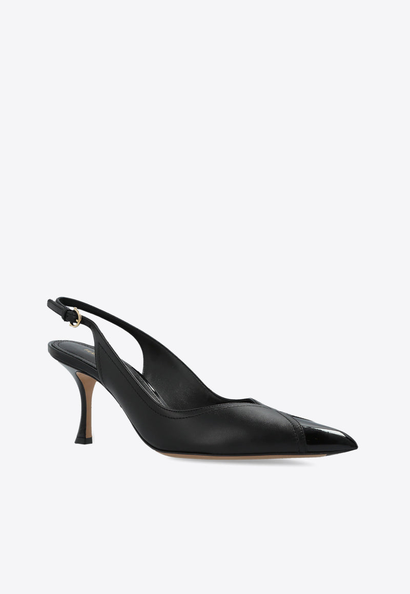 Salvatore Ferragamo 70 Slingback with Contrasting Inlays 01J364 EGNA 70 779809-NERO