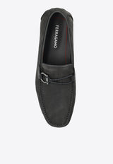 Salvatore Ferragamo Driver Gancini-Buckle Loafers 02B796 FRONT 4 778848-DARK SILVER