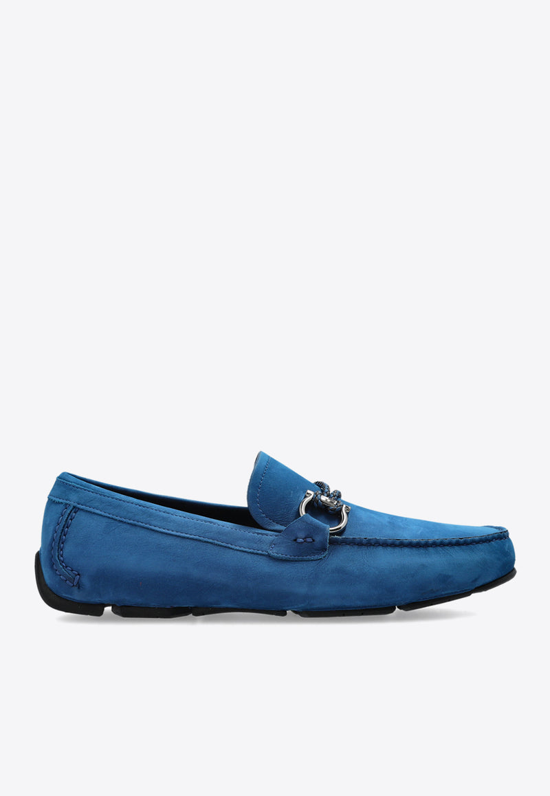 Salvatore Ferragamo Driver Gancini-Buckle Loafers 02B796 FRONT 4 778846-TEAL BLUE