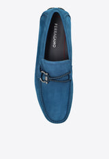 Salvatore Ferragamo Driver Gancini-Buckle Loafers 02B796 FRONT 4 778846-TEAL BLUE