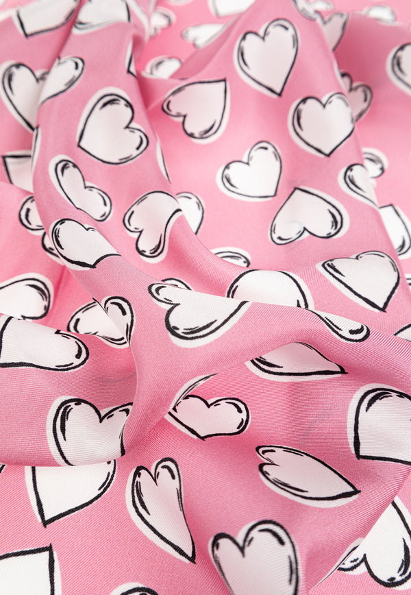 Moschino Heart-Printed Silk Scarf 03549 M3211-005