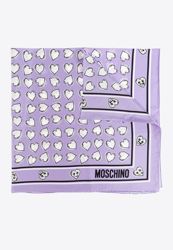 Moschino Heart-Printed Silk Scarf 03549 M3211-003