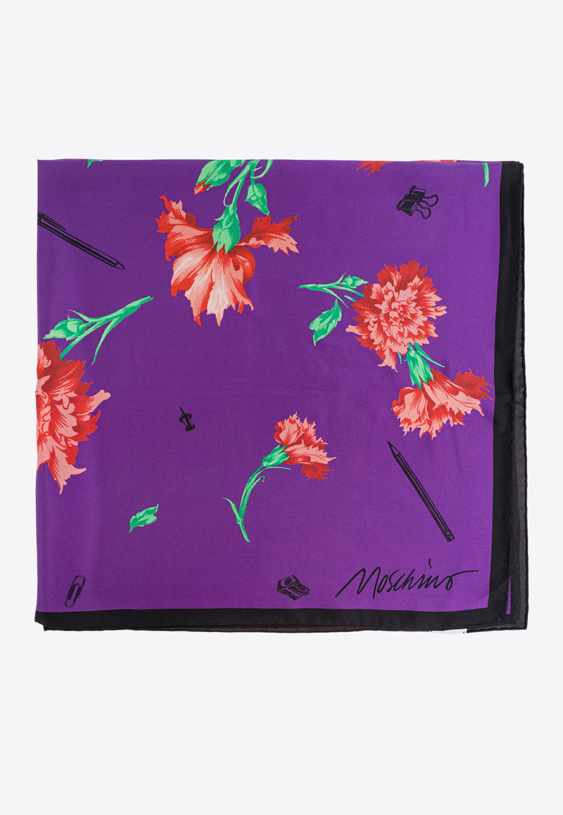 Moschino Floral-Printed Silk Scarf 03549 M3218-003