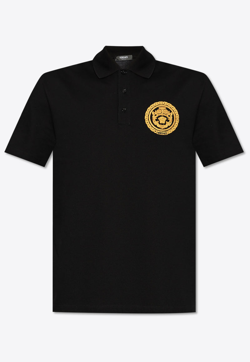 Versace Embroidered Chain Crest Polo T-shirt 1013906 1A13413-1B000