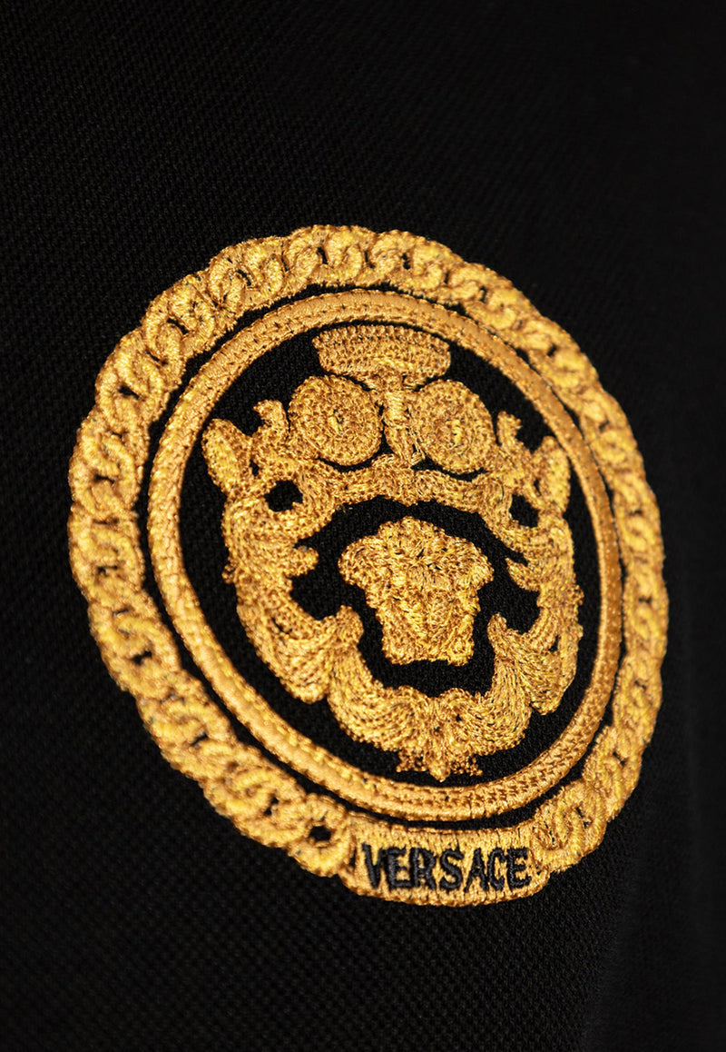 Versace Embroidered Chain Crest Polo T-shirt 1013906 1A13413-1B000