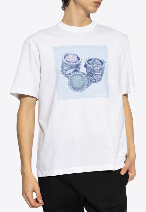 Versace Medusa Rings-Print T-shirt 1013302 1A13426-2W580