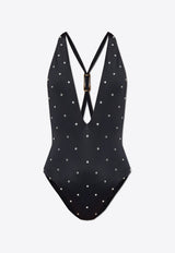 Versace Crystal-Embellished One-Piece Swimsuit 1018367 1A13678-2B740