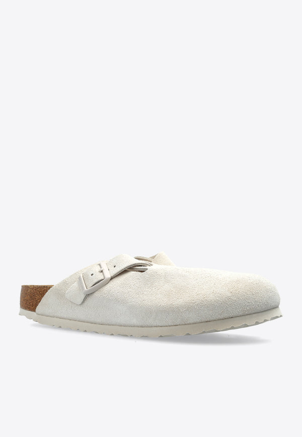 Birkenstock Boston Suede Flat Clogs 1027693 M-ANTIQUE WHITE