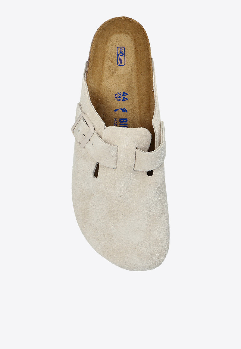 Birkenstock Boston Suede Flat Clogs 1027693 M-ANTIQUE WHITE